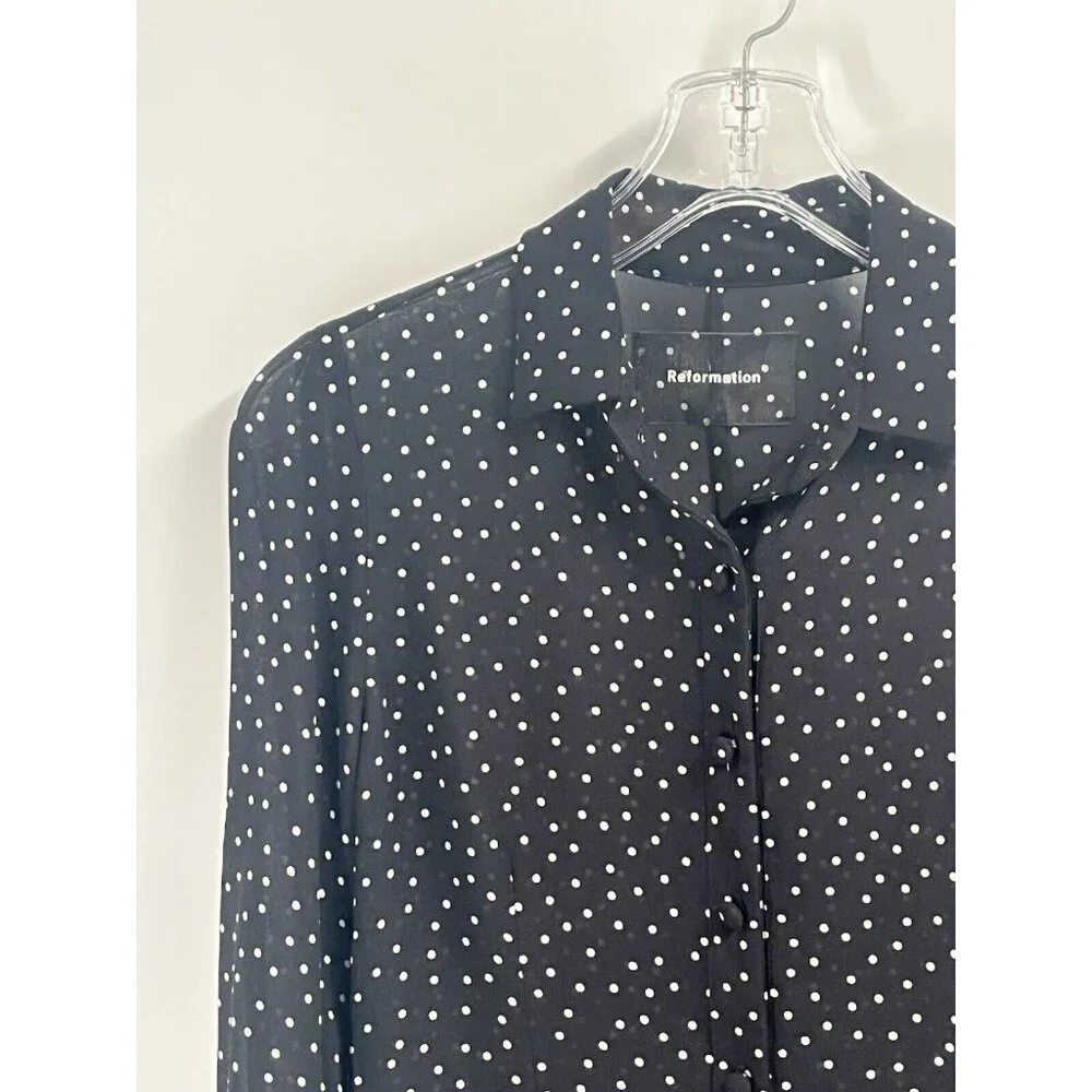 Reformation Black and White Polka Dot Blouse - Picture 2 of 7